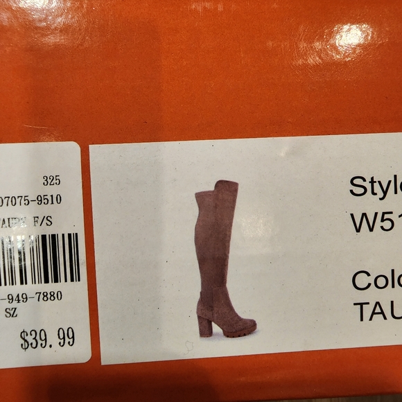 Taupe thigh high women's heel boots - Picture 3 of 5